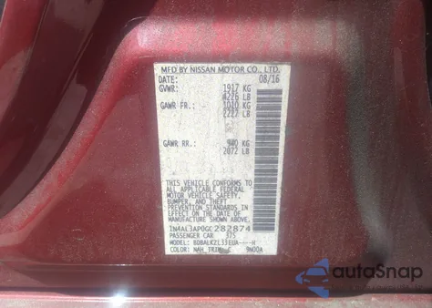 2016 Nissan Altima 2.5 Sv from USA, damaged, VIN 1N4AL3AP0GC282874